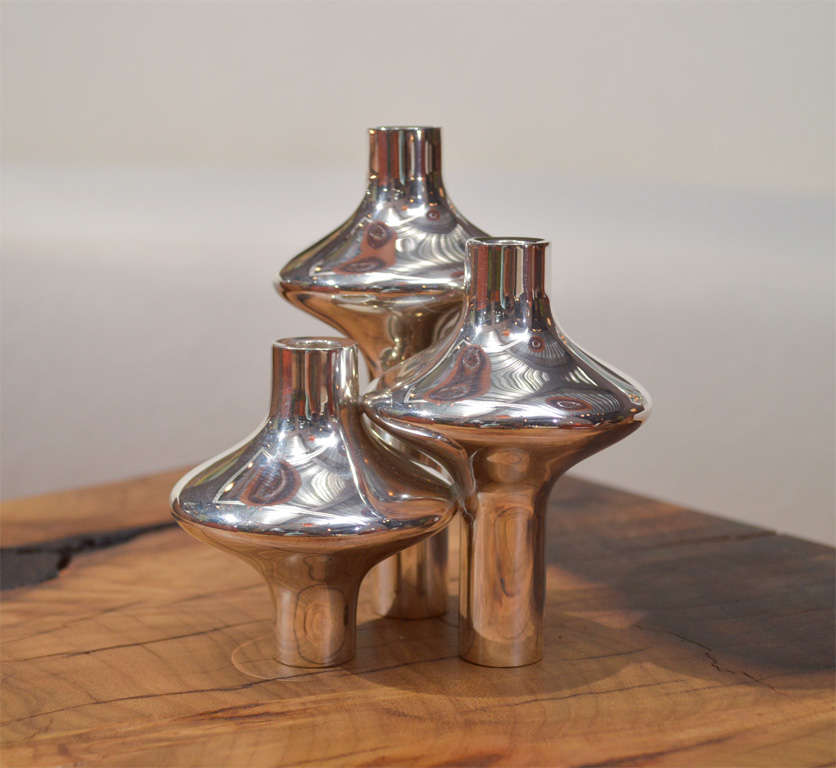Mid-20th Century Eigil Jensen - Pair of Sterling Silver Candleholders